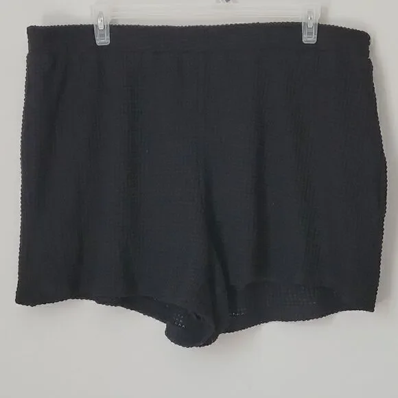 Shein Curve Black Pull On Waffle Shorts Size 4XL - Picture 5 of 7